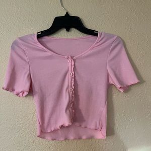Pink ribbed cropped tshirt